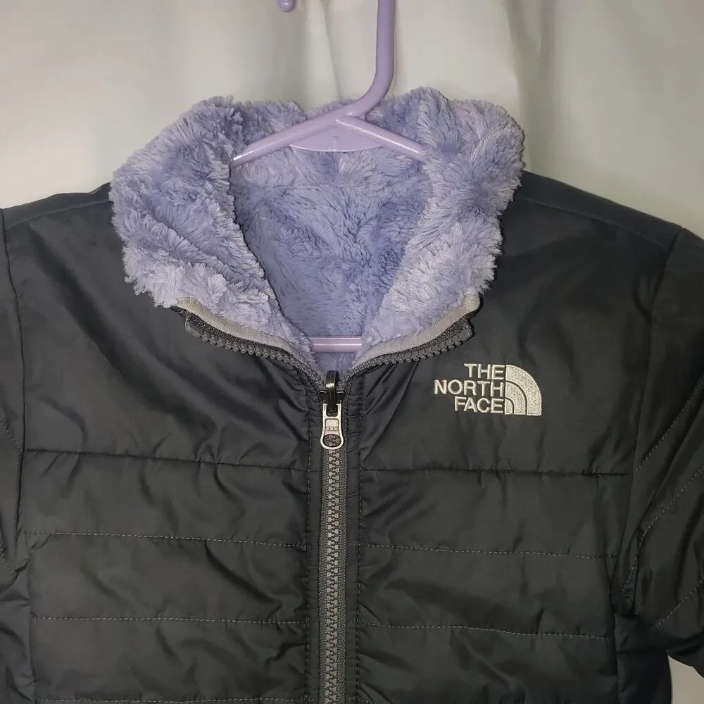 THE NORTH FACE Reversible Gray Purple Fleece Lined Jacket Coat Girls Size XS